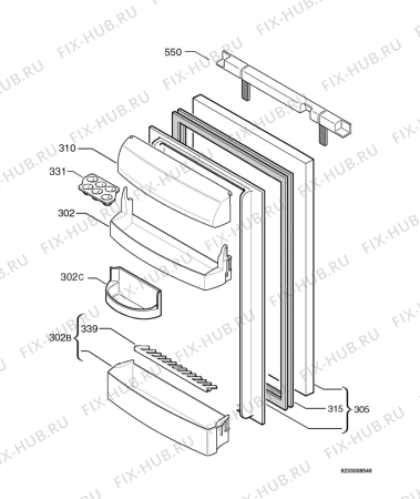 Взрыв-схема холодильника Brandt USA1401E - Схема узла Door 003